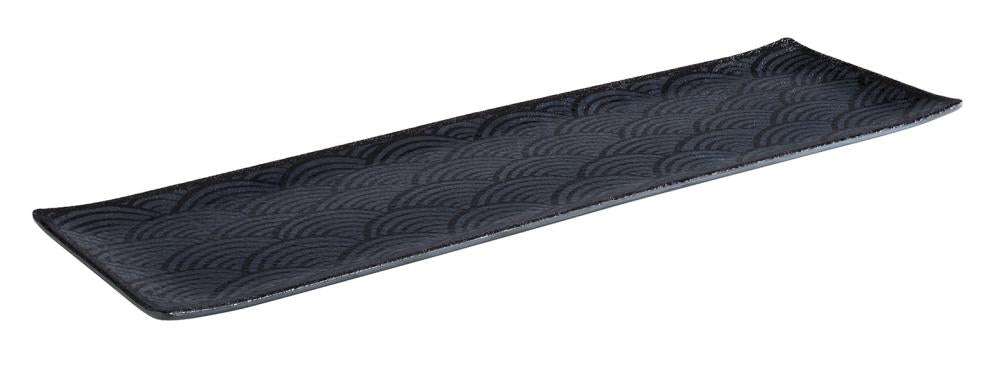 Schwarze Sushi-Servierplatte, lang, flach