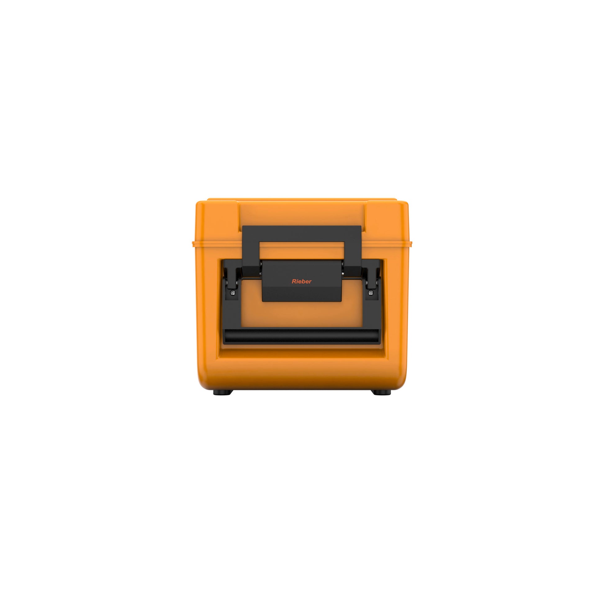 Gelber Thermobehälter mit schwarzem Griff.