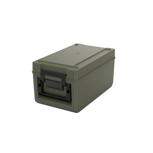 Grüne Thermobox mit Griff.