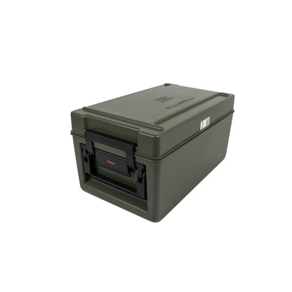 Grüne Thermobox mit Griff.
