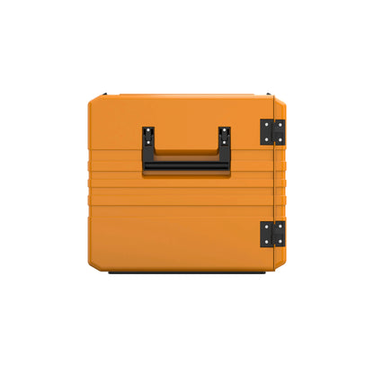 Orange Thermobox mit Griffen.