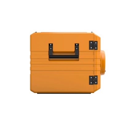 Orange Thermobox mit Temperaturanzeige.
