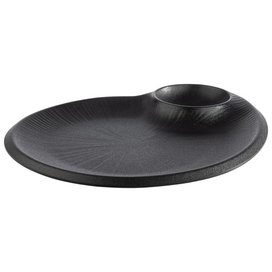 Schwarzer Teller mit Dip-Schale