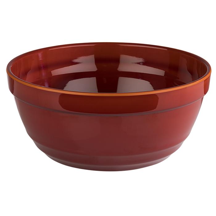 Rote Schüssel aus Melamin Kunststoff.