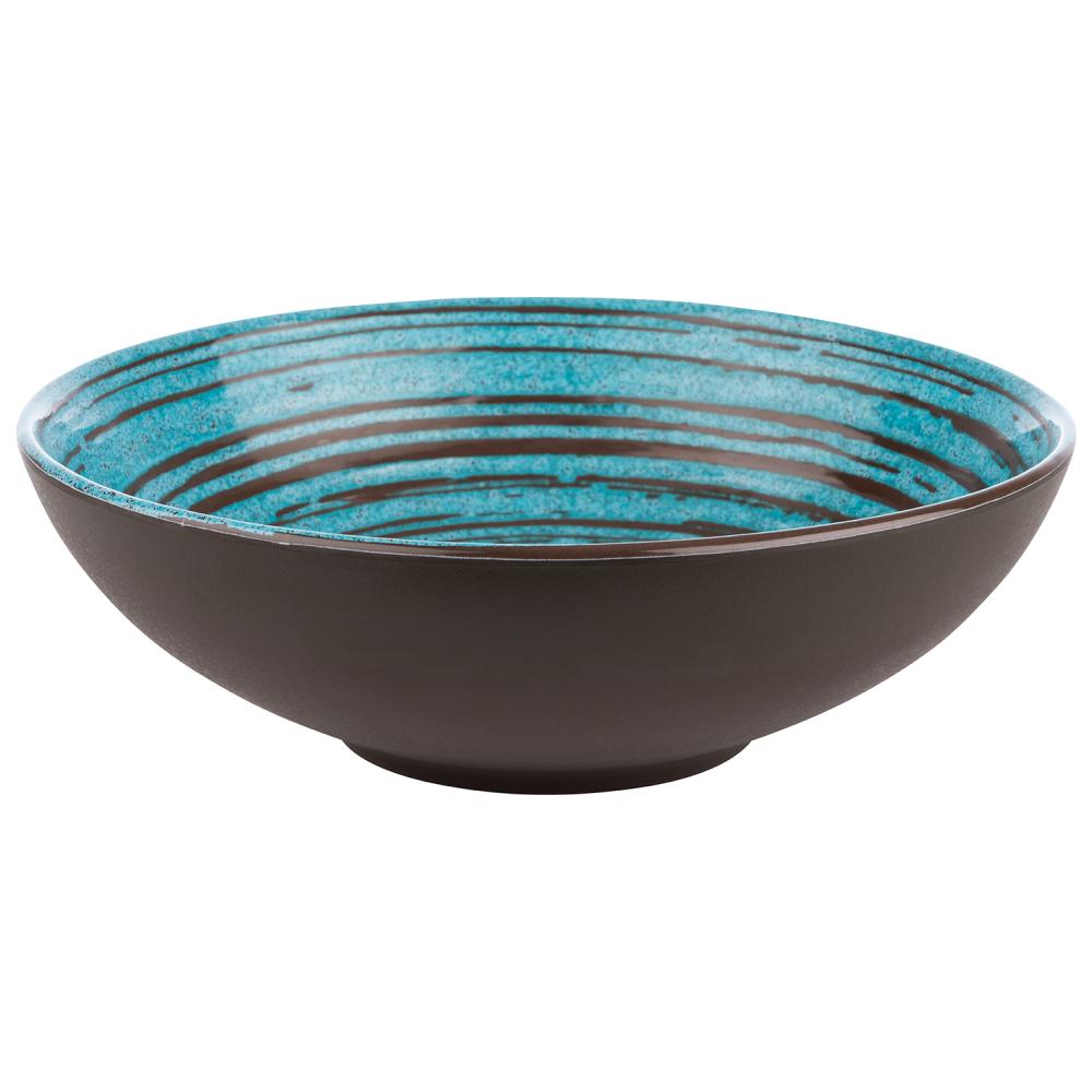 Schüssel mit blauem Innenmuster.