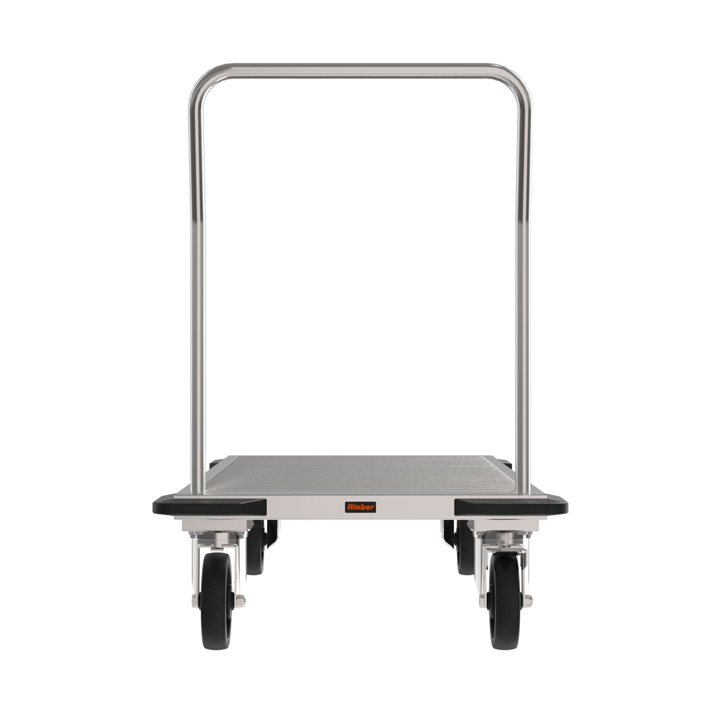 Transportwagen aus Edelstahl mit Rollen.