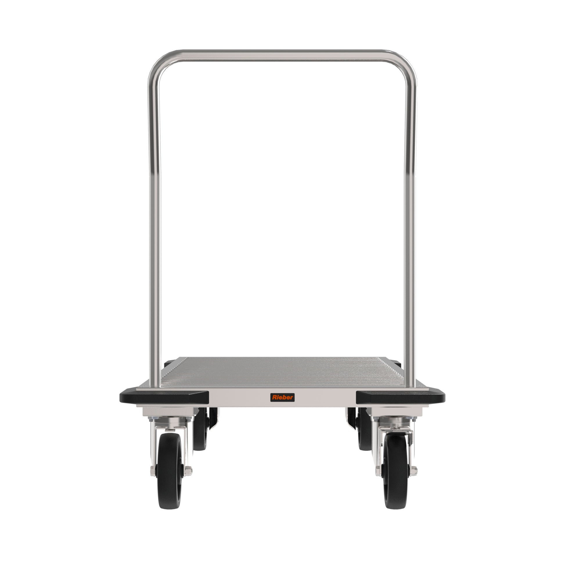 Transportwagen aus Edelstahl mit Rollen.