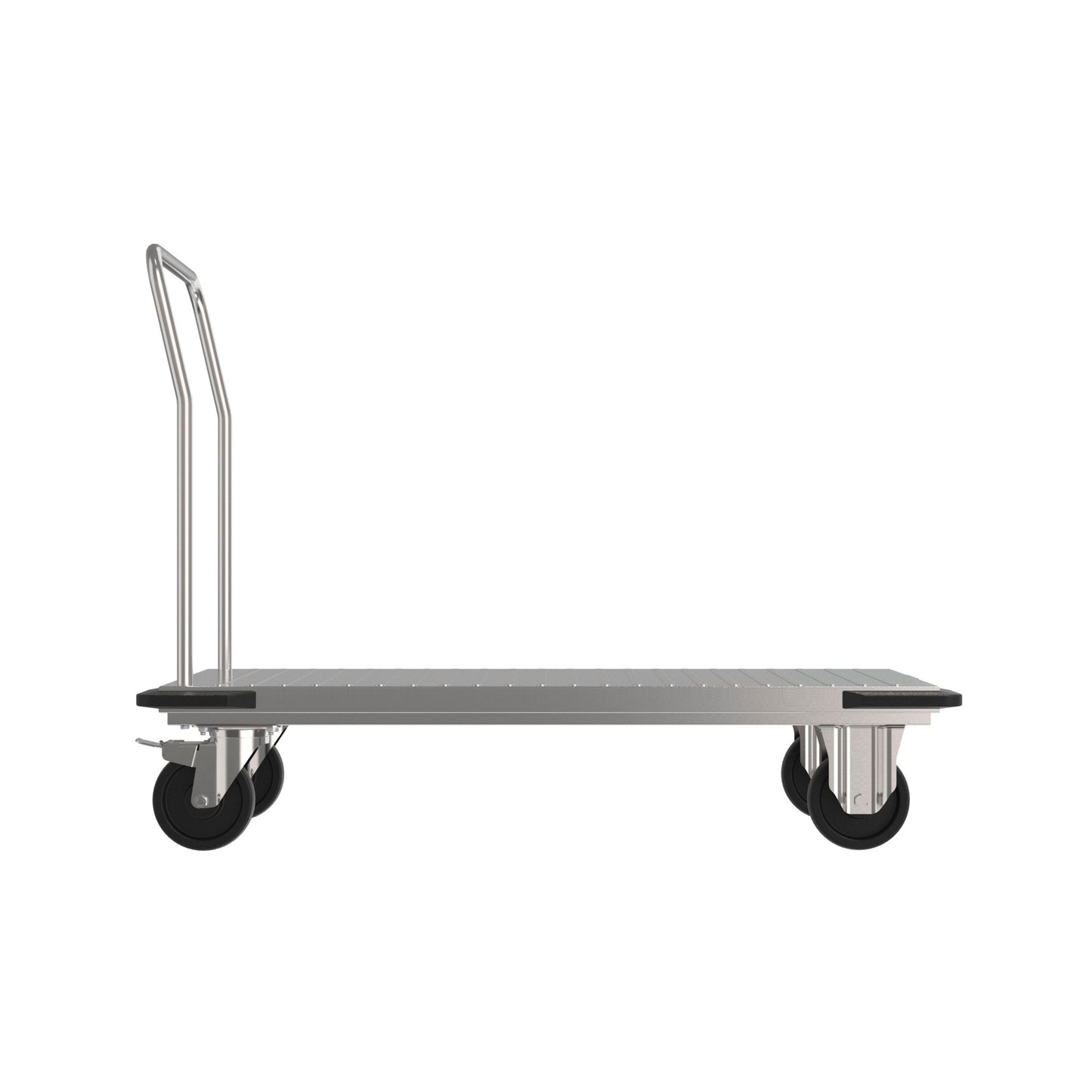 Transportwagen aus Edelstahl mit Rollen.