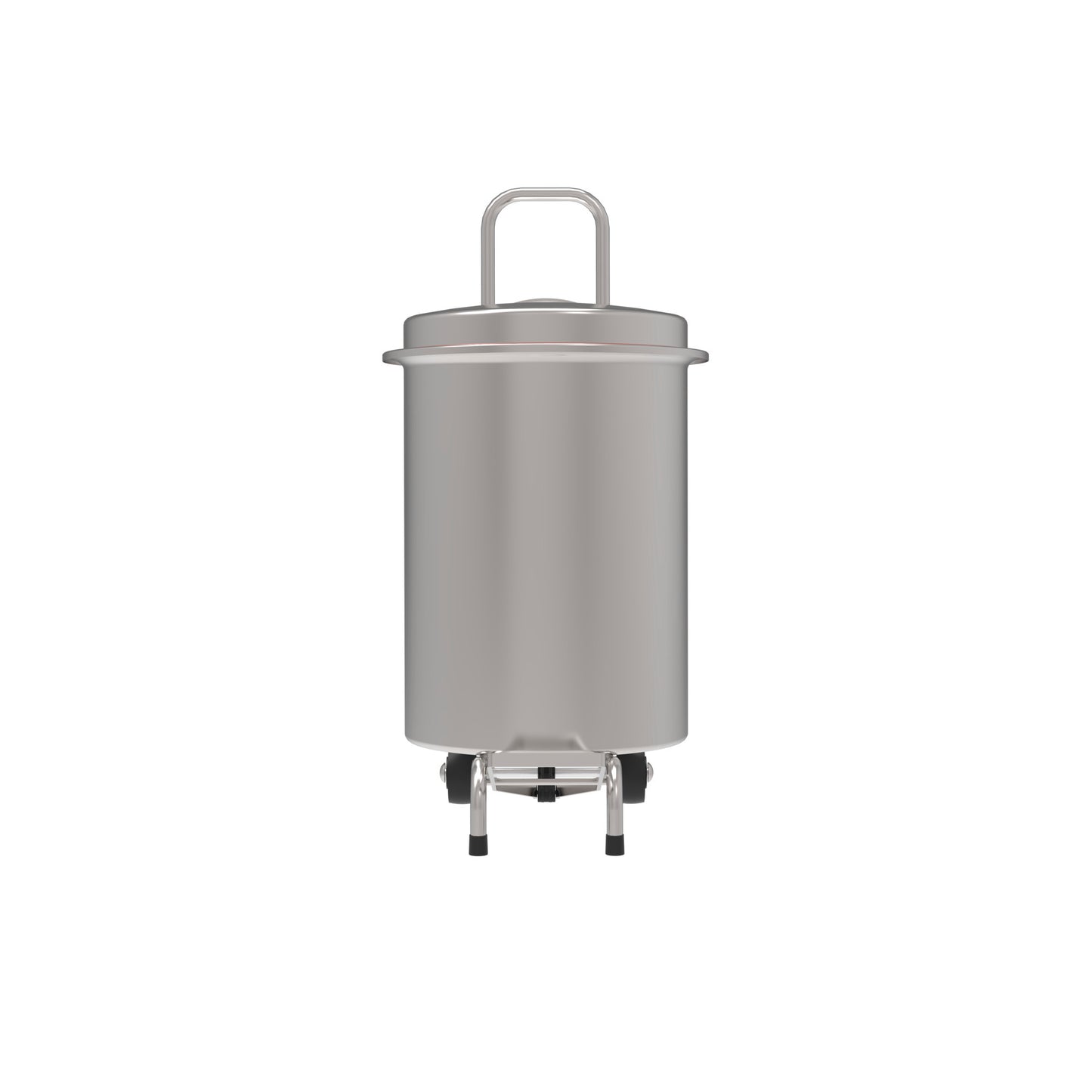 Mobiler Edelstahlbehälter mit Rädern.