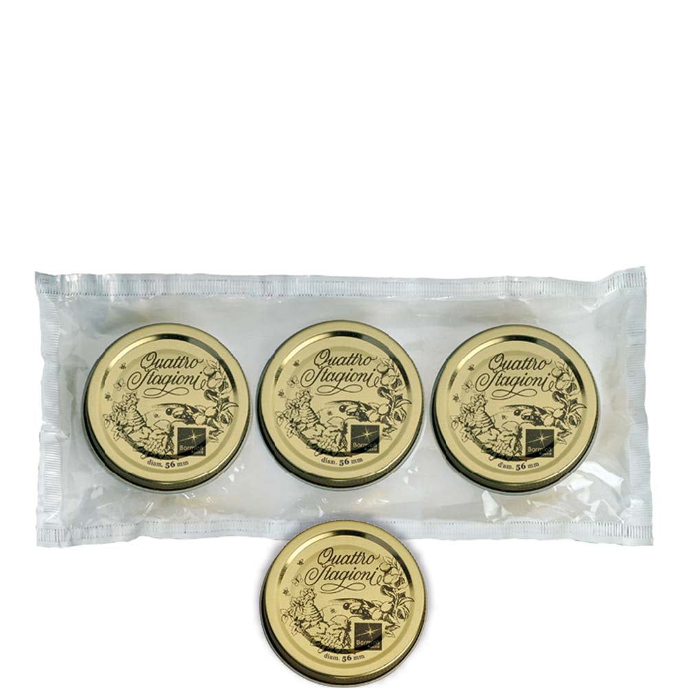 Fünf goldene Dosen in Packung