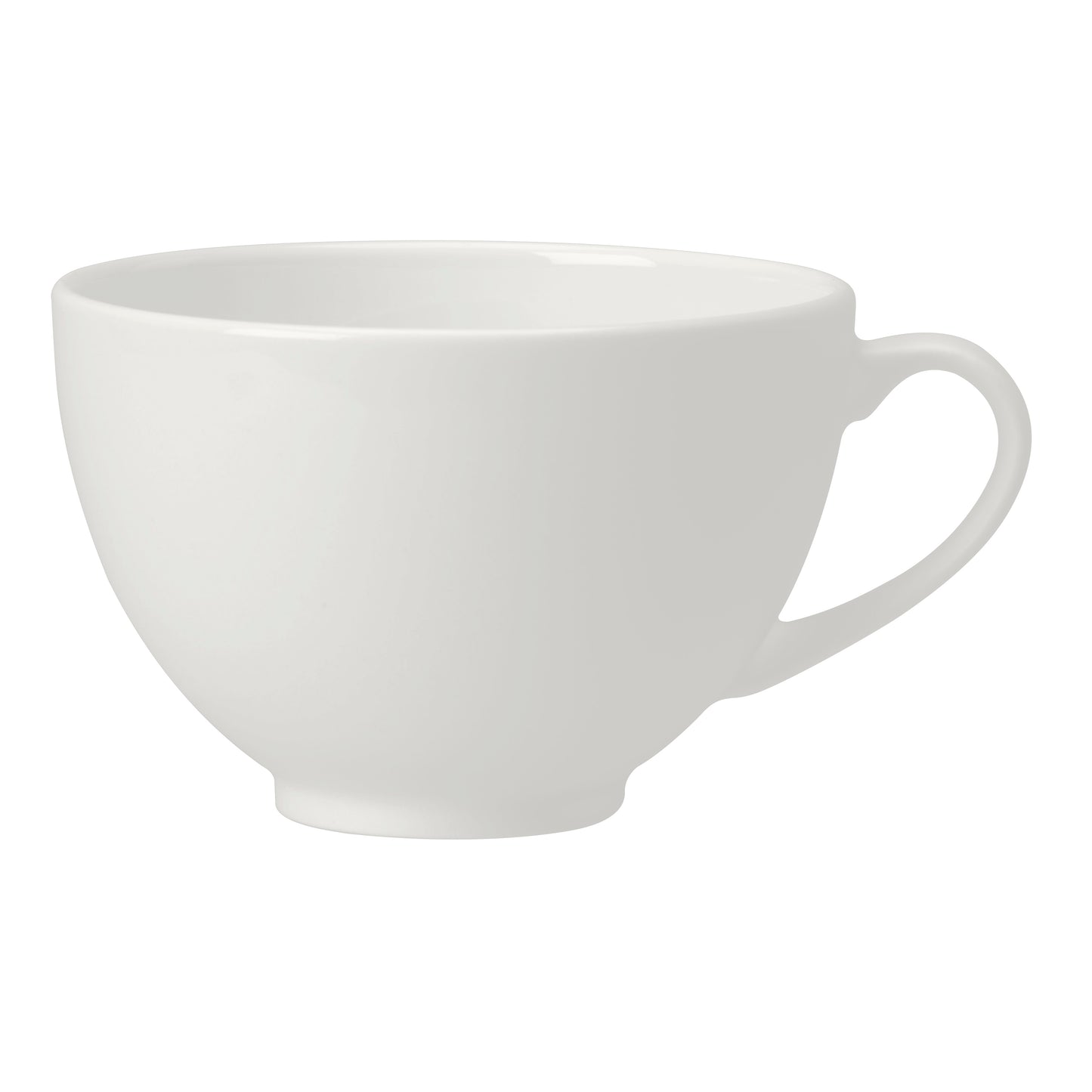 Weiße Tasse auf weißem Hintergrund.