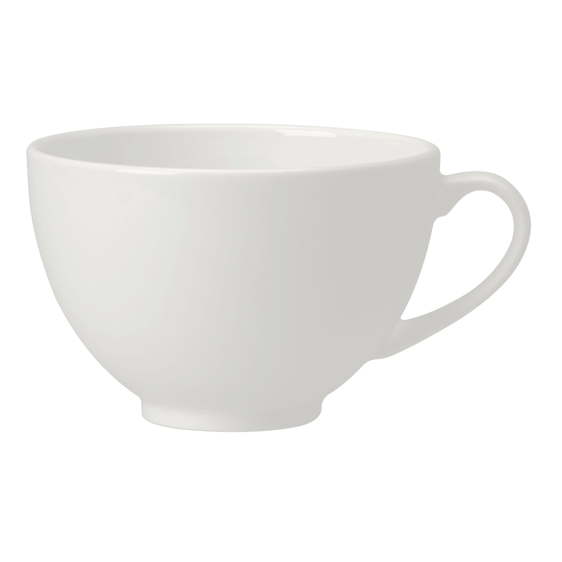 Weiße Tasse auf weißem Hintergrund.