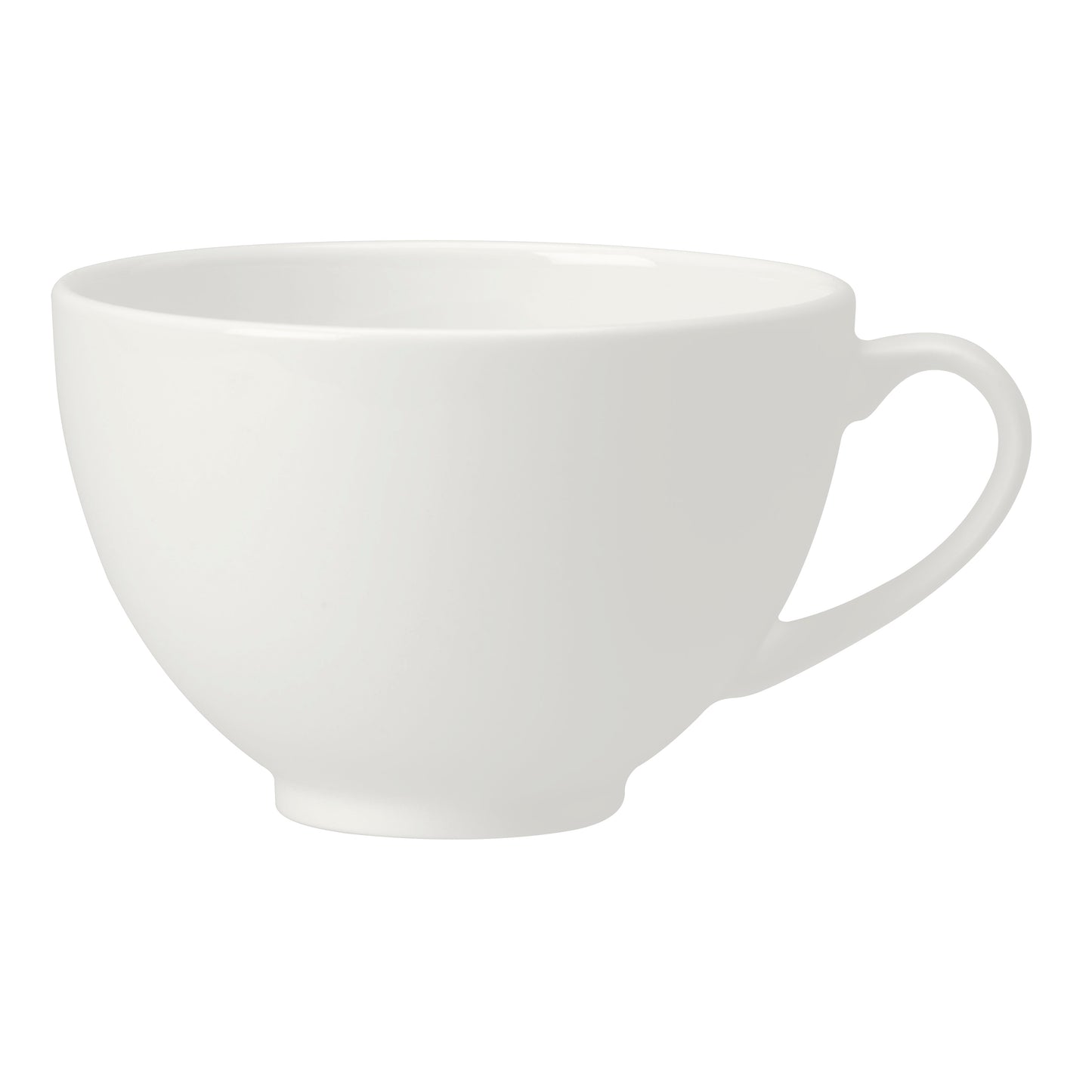 Weiße Tasse auf weißem Hintergrund.