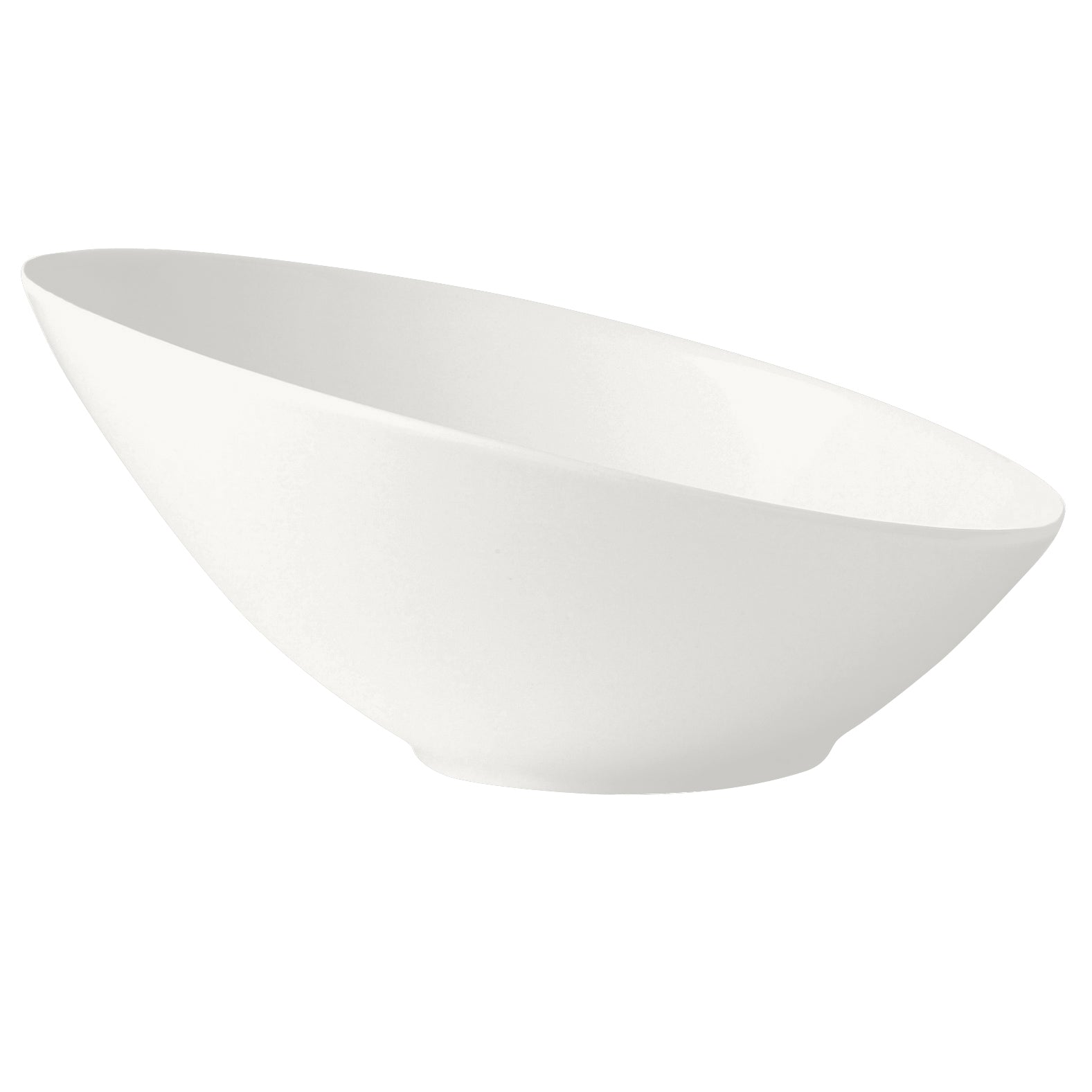 Weiße, ovale Schüssel, minimalistisch.