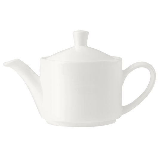 Weiße Teekanne aus Porzellan.