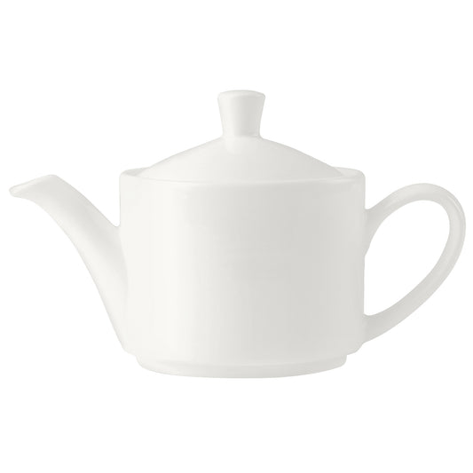 Weiße Teekanne aus Porzellan.