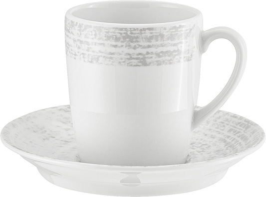 Weiße Kaffeetasse mit Untertasse