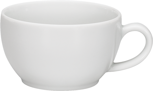 Weiße Kaffeetasse auf weißem Hintergrund