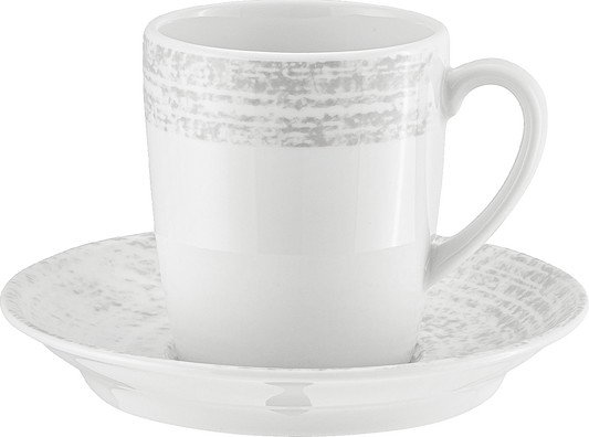 Weiße Kaffeetasse mit Untertasse