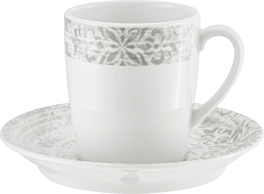Weiße Kaffeetasse mit Untertasse