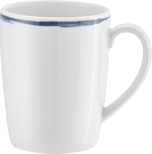 Weiße Kaffeetasse mit blauer Linie