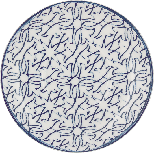 Blaue und weiße dekorative Keramikschale