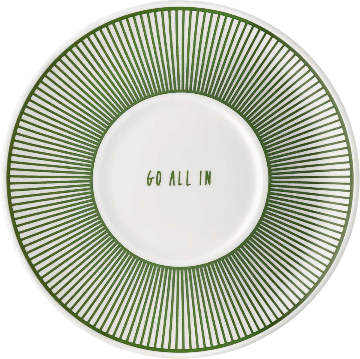 Grüner Teller mit "Go All In"