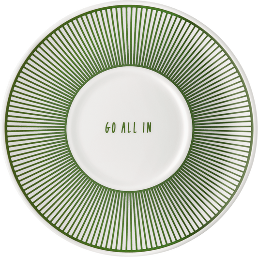 Grüner Teller mit "Go All In"