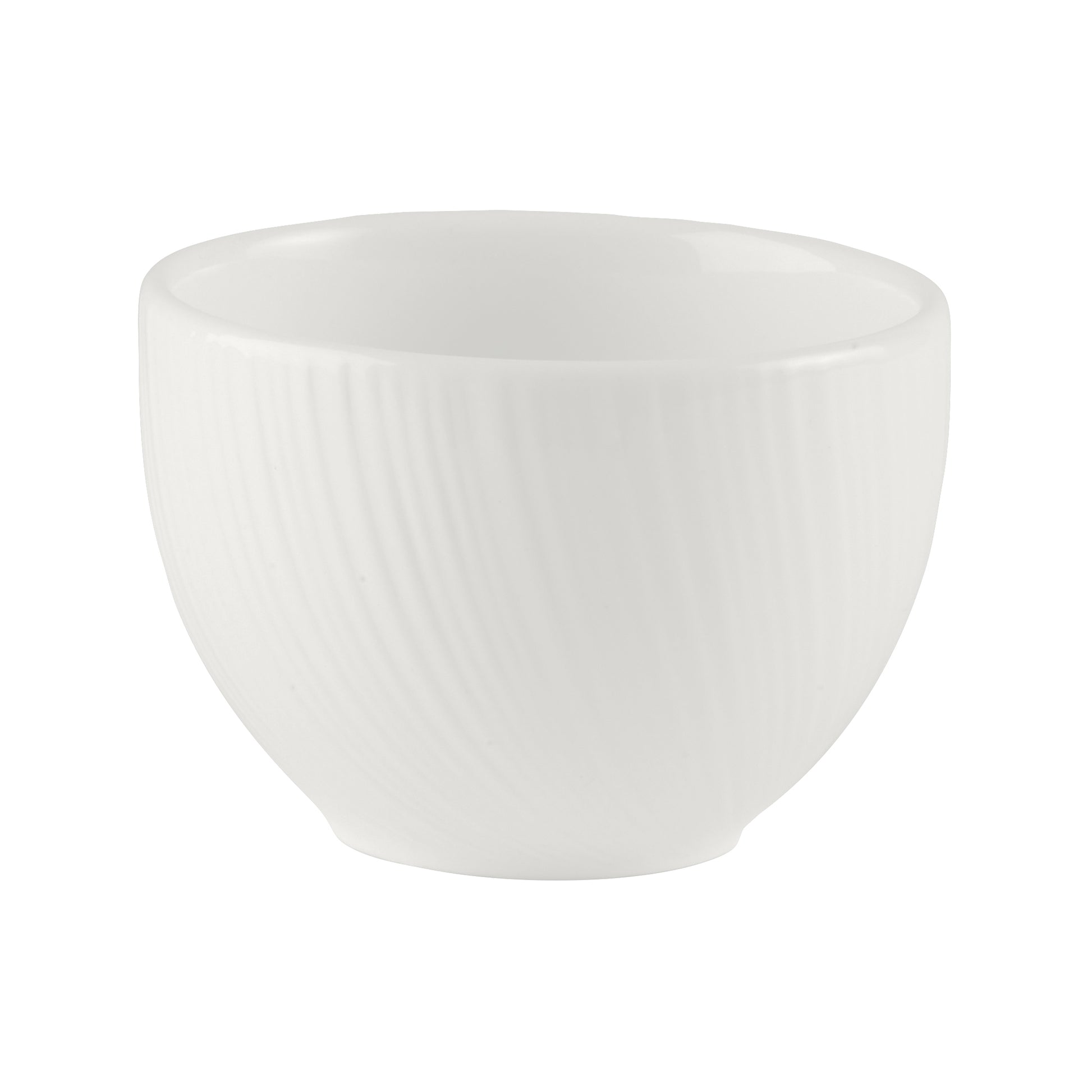 Weiße, geriffelte Porzellanschale.