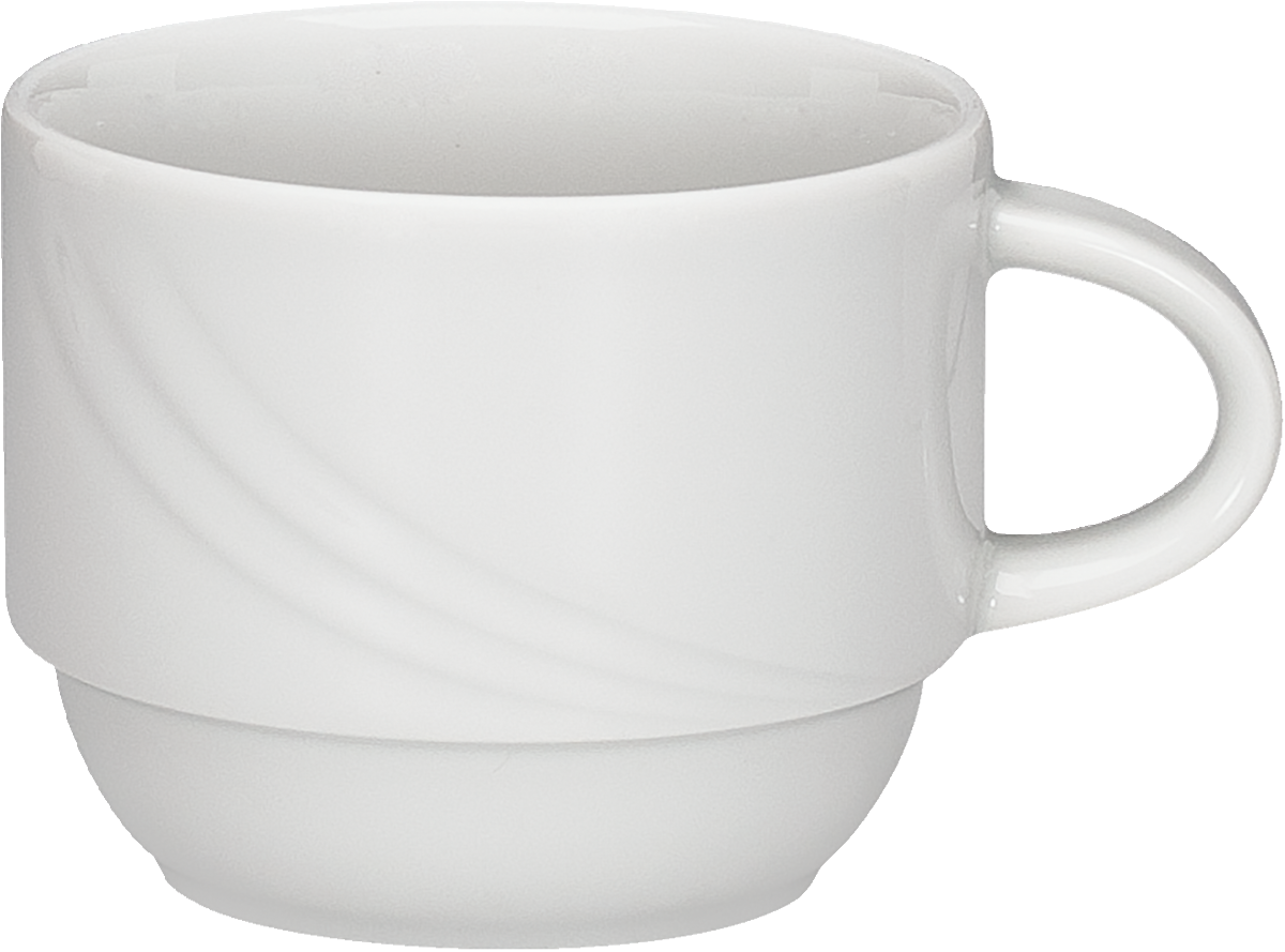 Weiße Kaffeetasse auf Schale