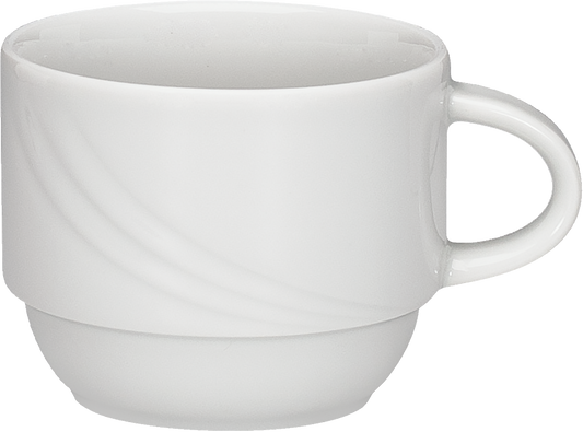 Weiße Kaffeetasse auf Schale
