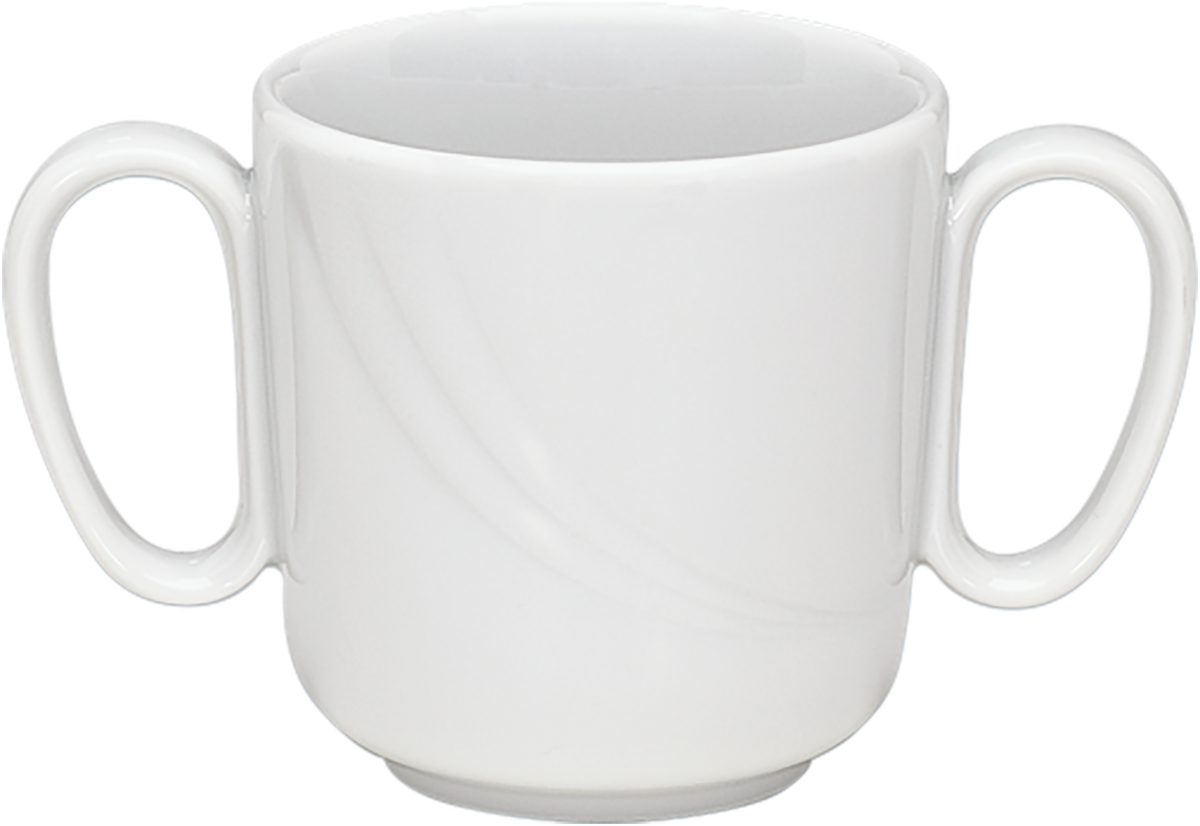 Weiße Kaffeetasse mit Doppelgriffen