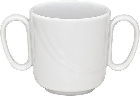 Weiße Kaffeetasse mit Doppelgriffen