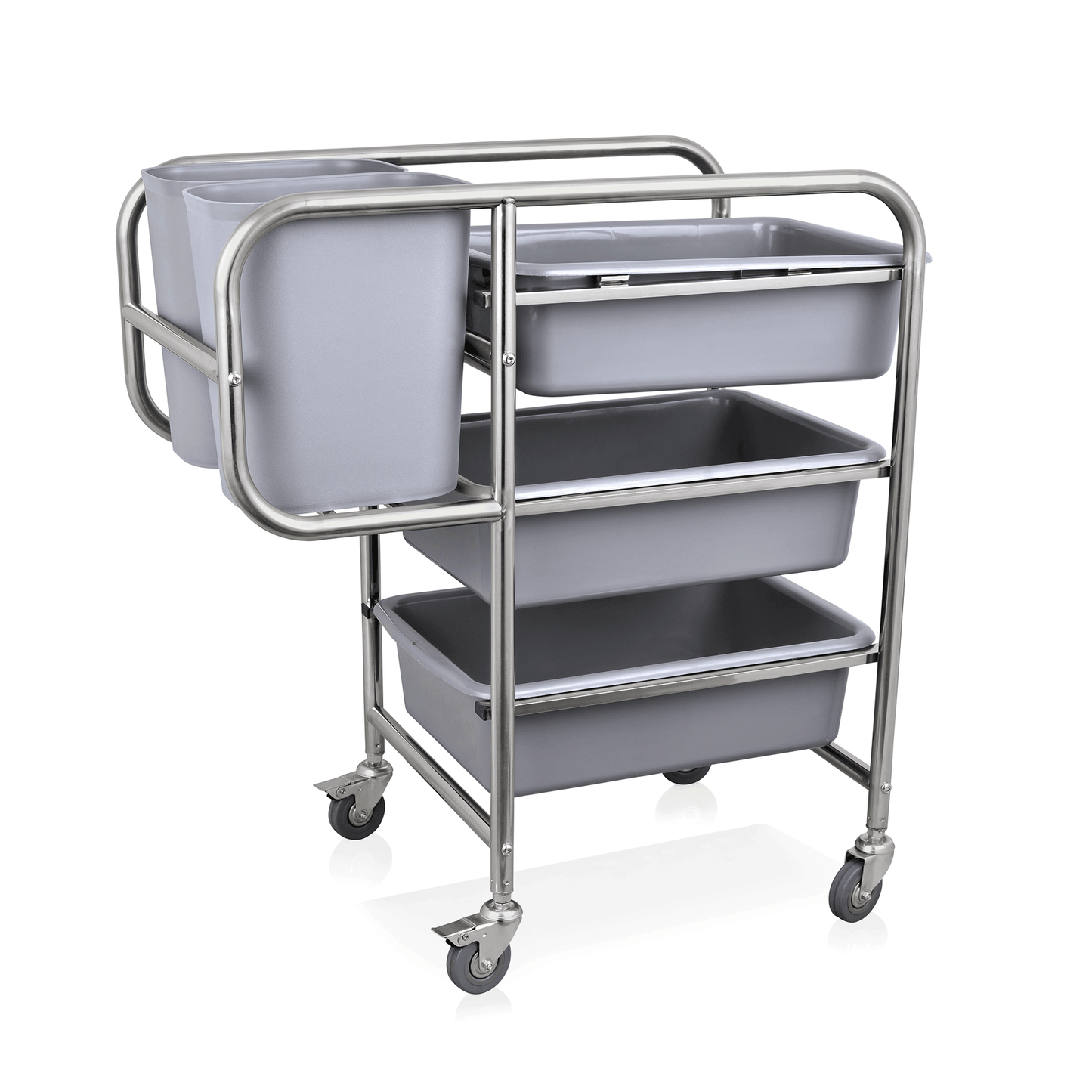 Servierwagen mit Behältern und Rollen.