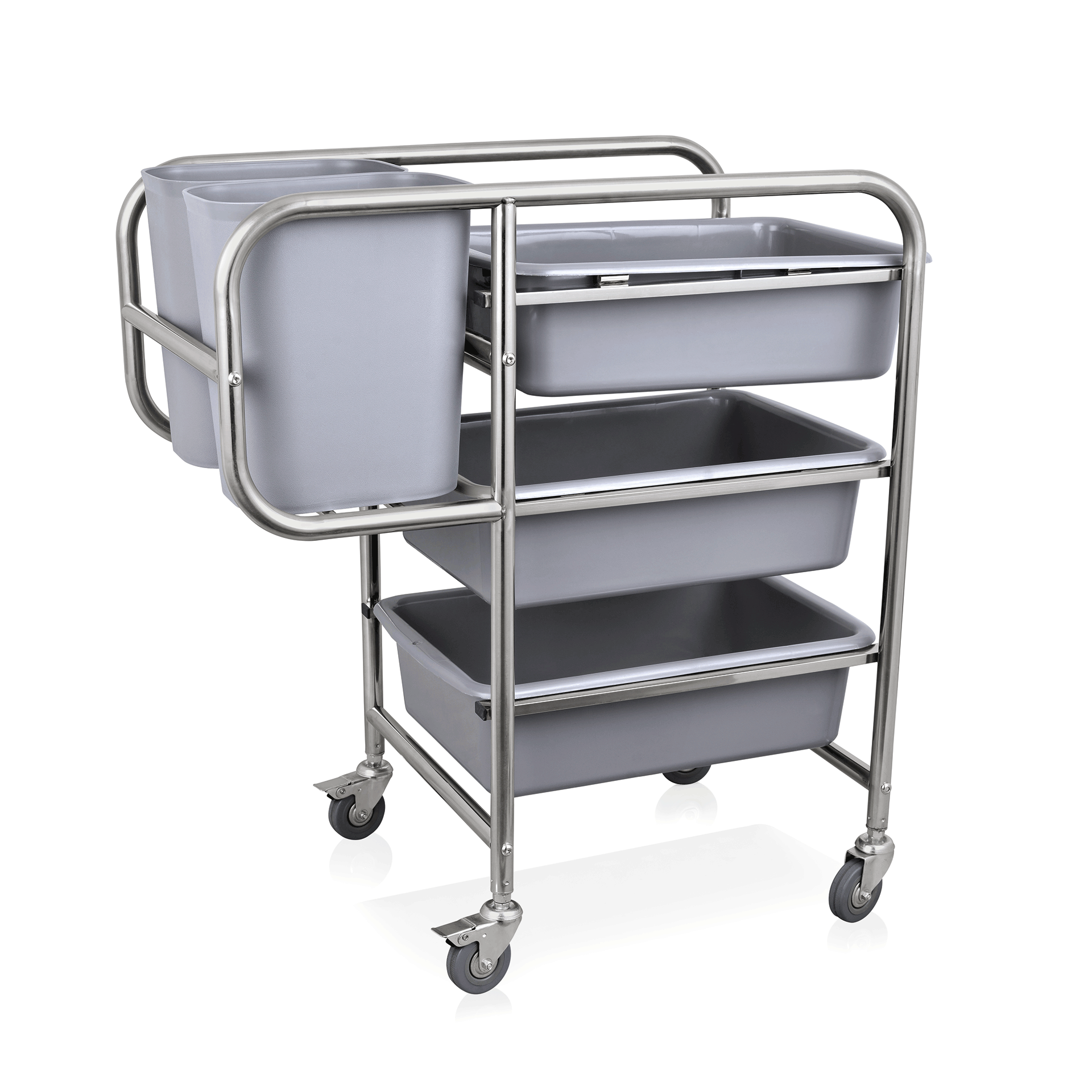 Servierwagen mit Behältern und Rollen.