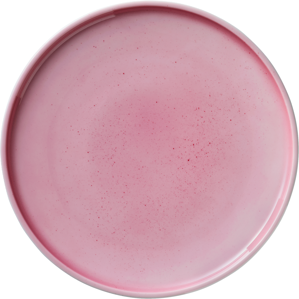 Rosa Teller mit Sprenkeln.