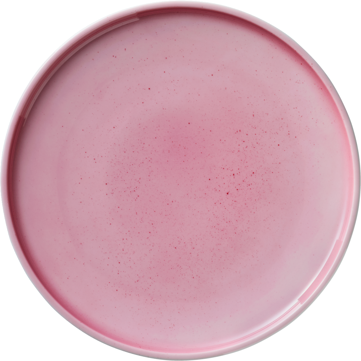 Rosa Teller mit Sprenkeln.