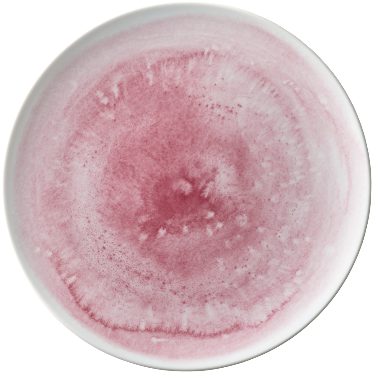 Rosa Teller mit Wirbelmuster.