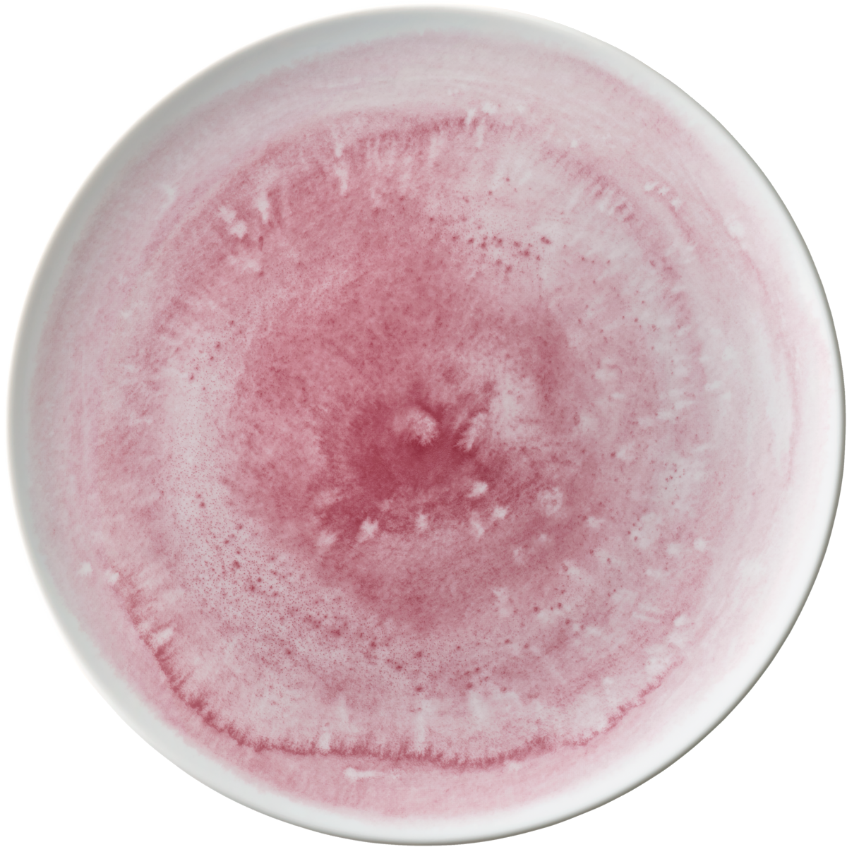 Rosa Teller mit Wirbelmuster.