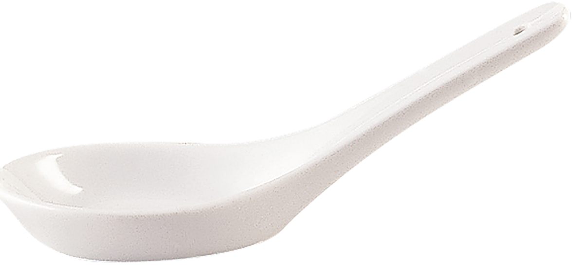 Weiße Porzellanlöffel für Gastronomie.