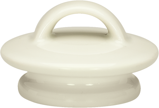 Porzellandeckel mit Griff, weiß.