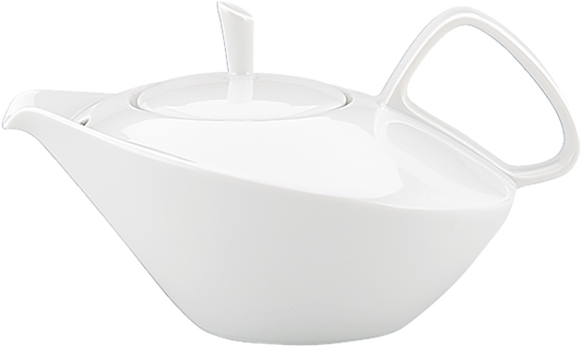 Weiße Teekanne mit modernem Design.