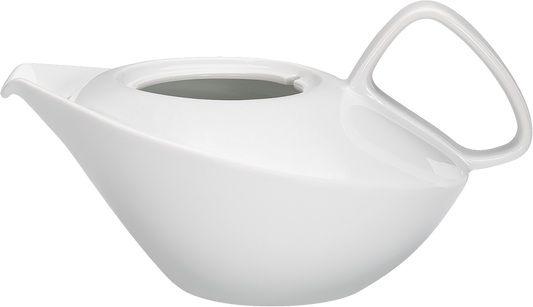 Weiße Teekanne mit modernem Design.