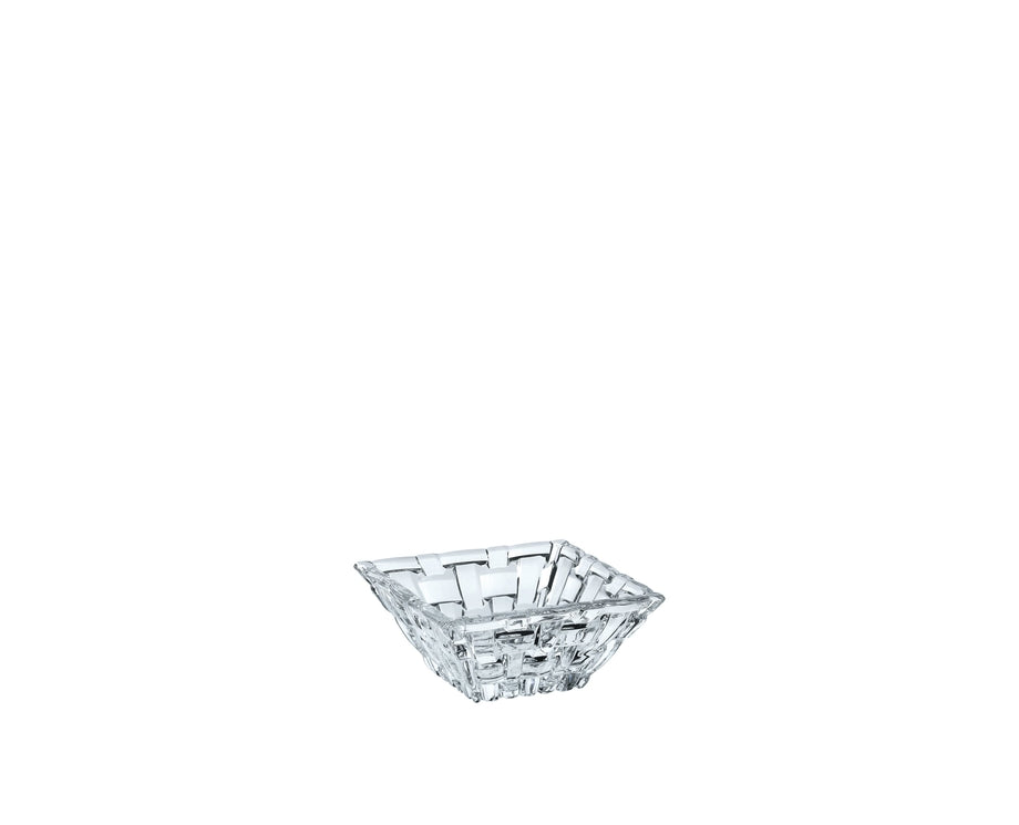 Glas-Schale quadratisch, transparent, geflochten