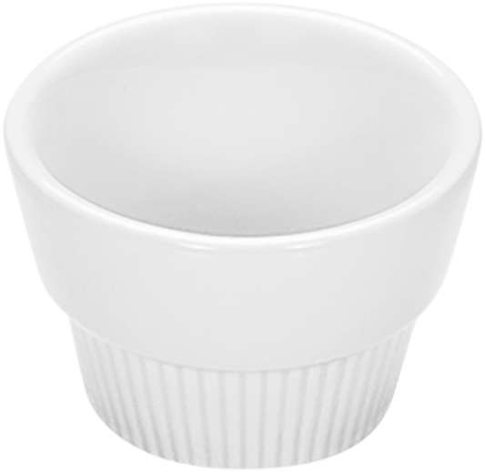 Leeres weißes Keramik-Soufflé-Form