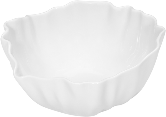 Weiße, gewellte Porzellanschale.