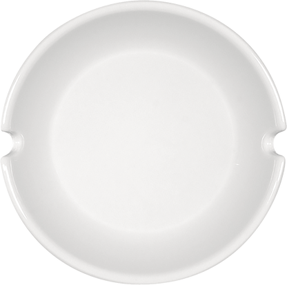 Weiße, moderne Porzellanschale, seitlich.