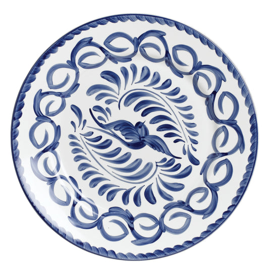 Blau-weißes dekoratives Porzellanteller.