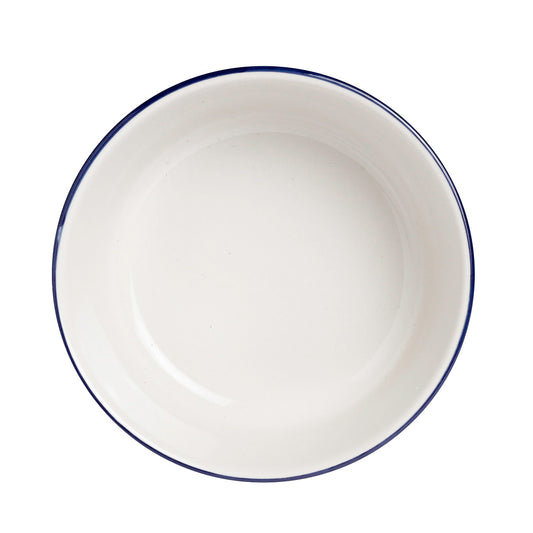 Leerer weißer Teller von oben.