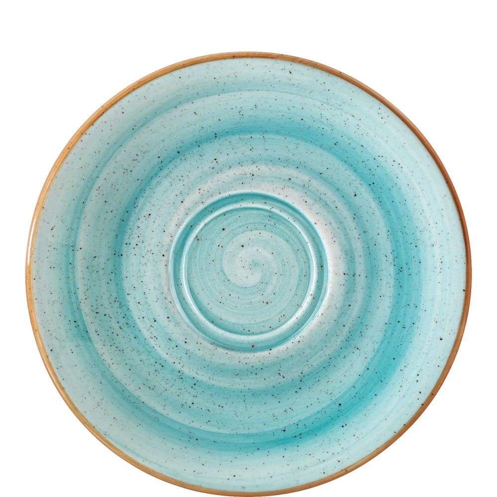 Blaue keramische Platte von oben